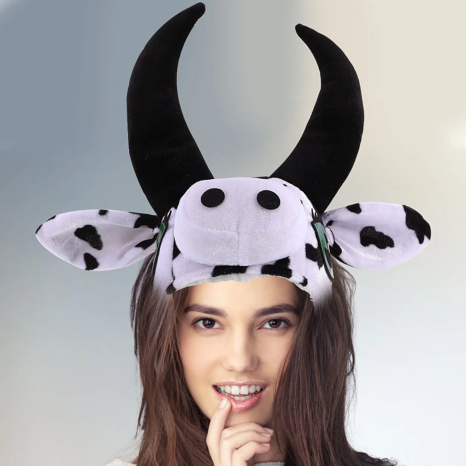 Kuhhut: Niedliches Tier-Kopfbedeckung, weiches, bequemes Design für Cosplay-Partys, Fotoboxen, Bauernhof-Events, Halloween-Bühne