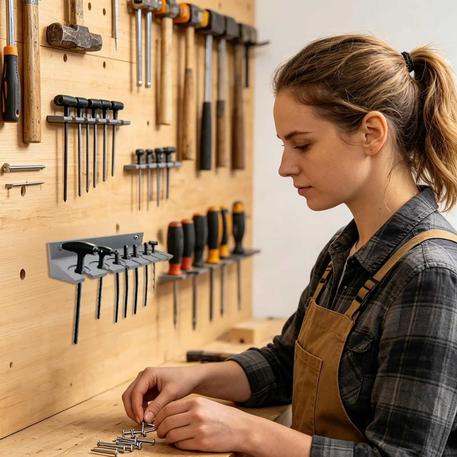 Screwdriver Rack Peg Board T-Handle Hex Key Wrench Storage Shelf Screwdriver Rack For Workbench Garage Studio Outdoor Indoor