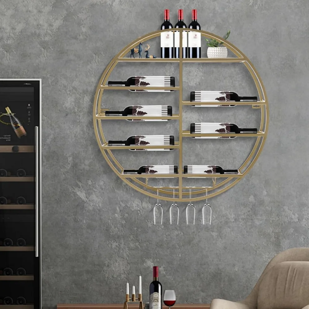 12 Bottle Wall Mounted Metal Wine Rack, 23.62