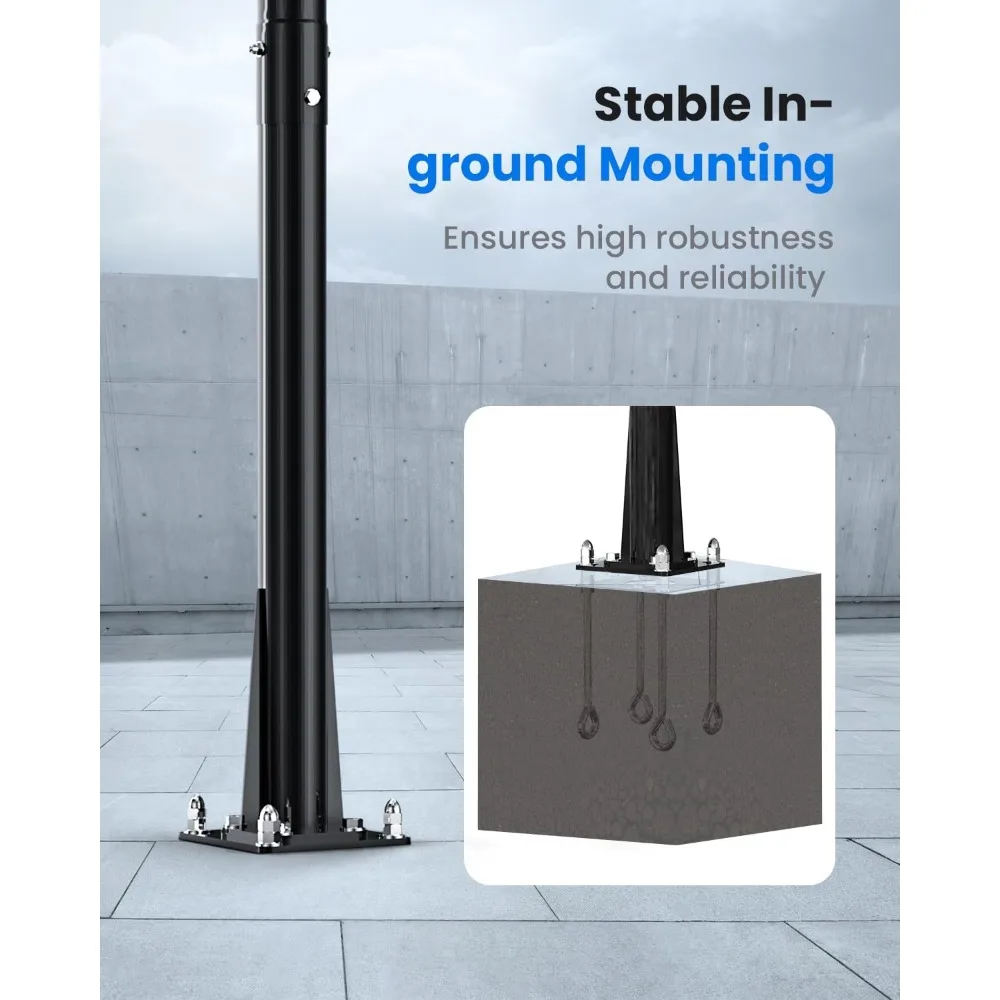 Sistem Ring Basket Luar Ruangan yang Dapat Disesuaikan 7.5-10 kaki dengan Engkol untuk Semua Usia, Papan Pantul Shaq 45-54 Inci untuk Lapangan Rumah