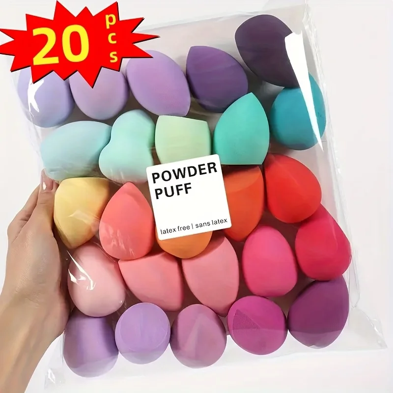 20Pcs Multi-Color Makeup Sponges - Hydrophilic Wet/Dry Blenders for BB Cream & Liquid Foundation | Cosmetic Travel Essential Set