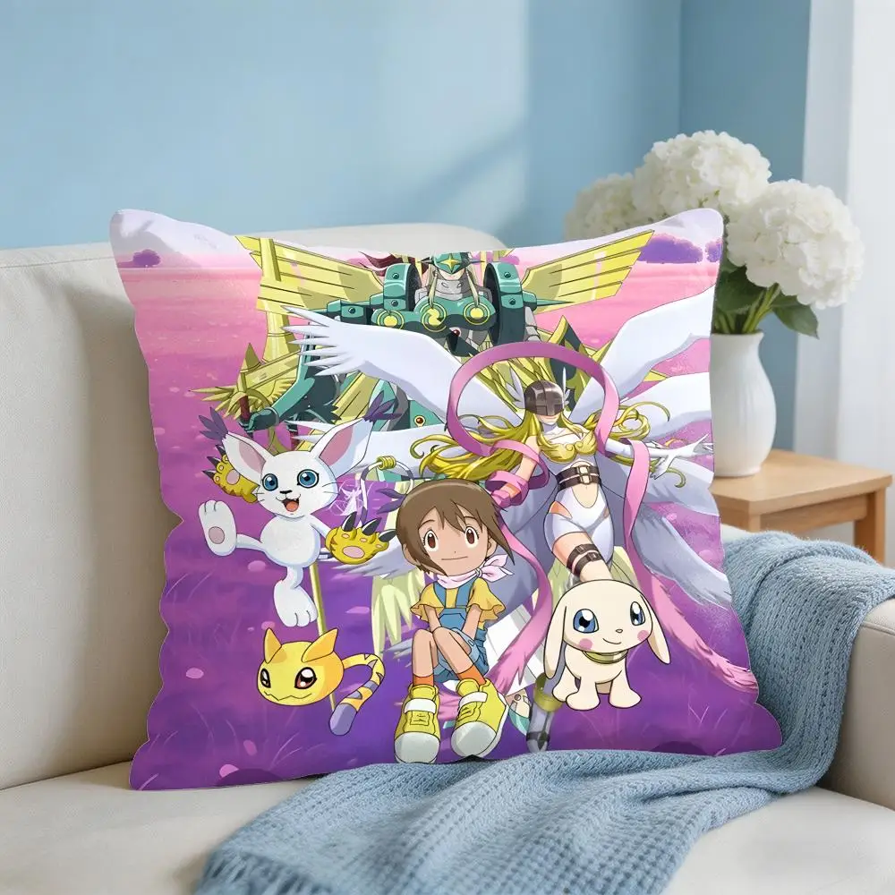 Anime D-Digimon A-Adventure Cushion Cover Square Pillow Bedroom Sofa Leisure Comfort Living Room Home Decoration 40X40