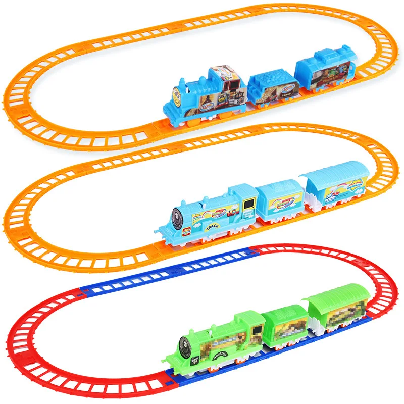 Cartoon Versatile Educational Assembling Track Car Toy Set for Rail Trains Head Children's Toys with Two Carriages Track Set