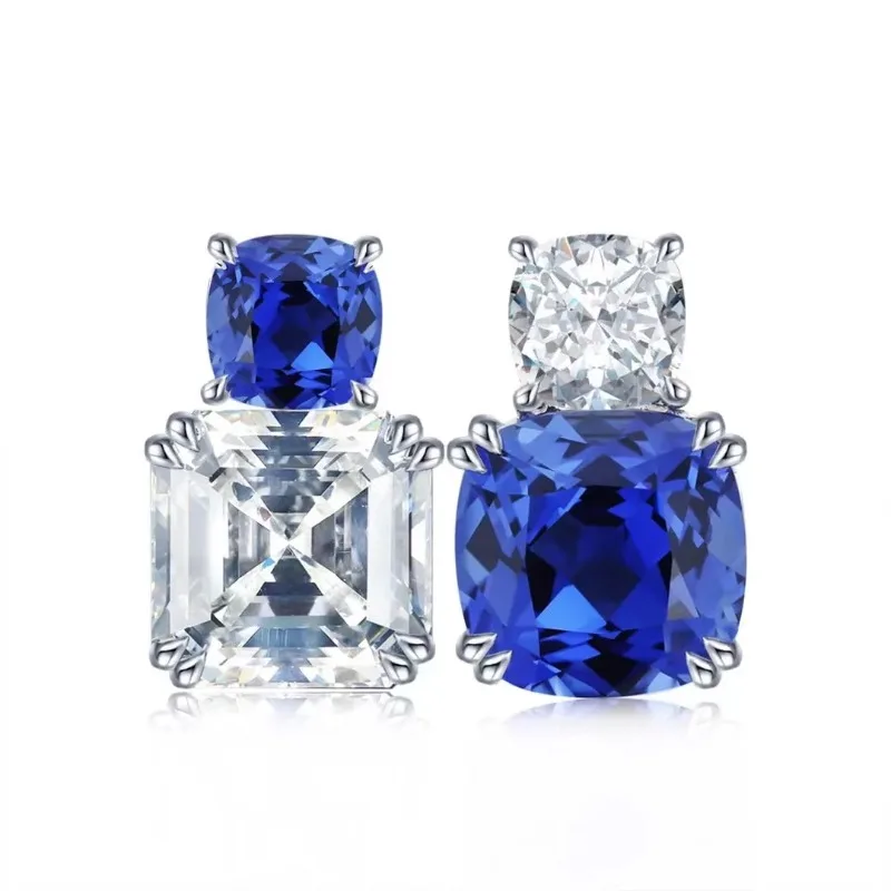 

RUIF 2023 New Design 9K Gold 5 Carats Created Sapphire Earrings Women Luxury Jewelry for Gifts