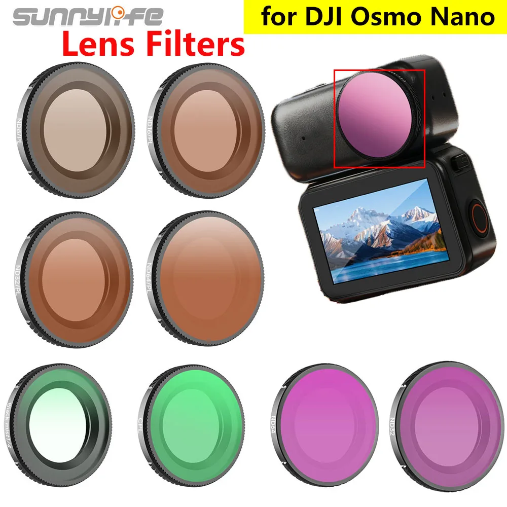 

Sunnylife For DJI Osmo Nano NDPL CPL Filters Kit for DJI NANO Camera ND8 ND16 ND32 ND64 MCUV Lens Filters Gimbal Protector Set