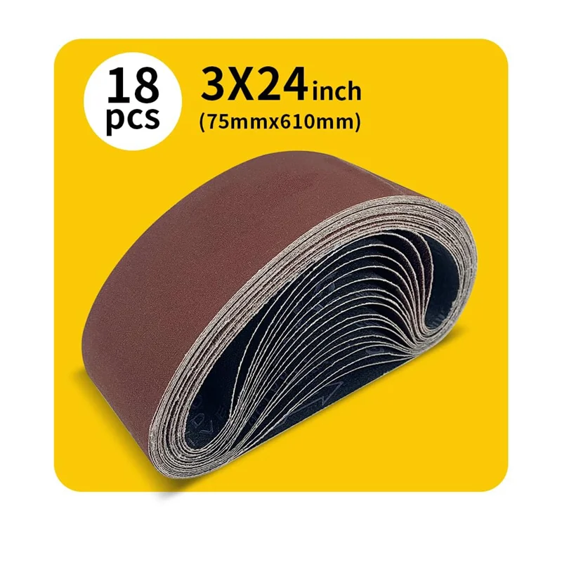 A07F-18-Piece Multipurpose 3 X 24 Inch Belt Sander Sanding Belt Set - Aluminum Oxide Material For Powerful Performance