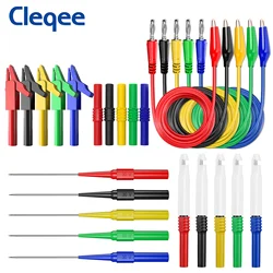 Cleqee P1920A 25pcs Digital Multimeter Test Lead Kit Alligator Clip to 4MM Banana Plug with Test Probe Back Probe Kit 1M cable