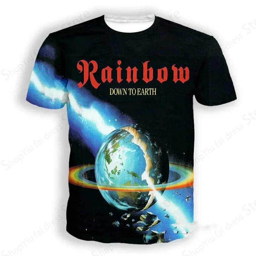 New Rock Band Rainbow T-Shirts 3D Print Men Women Short Sleeve Round Neck T Shirt Harajuku Y2K Tees Hip Hop Tops Unisex Clothing