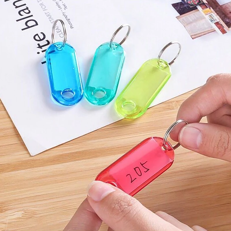 10 Stück/Set Kristallklare Plastik-Schlüsselanhänger mit geteiltem Ring, Etikett und doppelseitigem Sichtfenster für DIY-Schlüsselanhänger-Bastelset – Detail 7