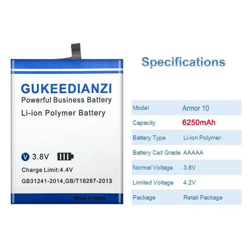 بطارية هاتف محمول بقدرة 6250 مللي أمبير في الساعة Armor 10 لهاتف Ulefone Armor 10 بسعة عالية #3