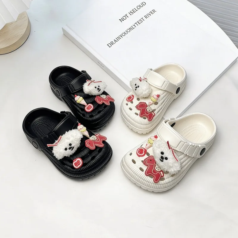 Girls Slippers Cute Puppy Sweet Kids Beach Shoes Versatile Casual Non-slip 2026 Summer New Children Sandals Soft Bottom Trendy