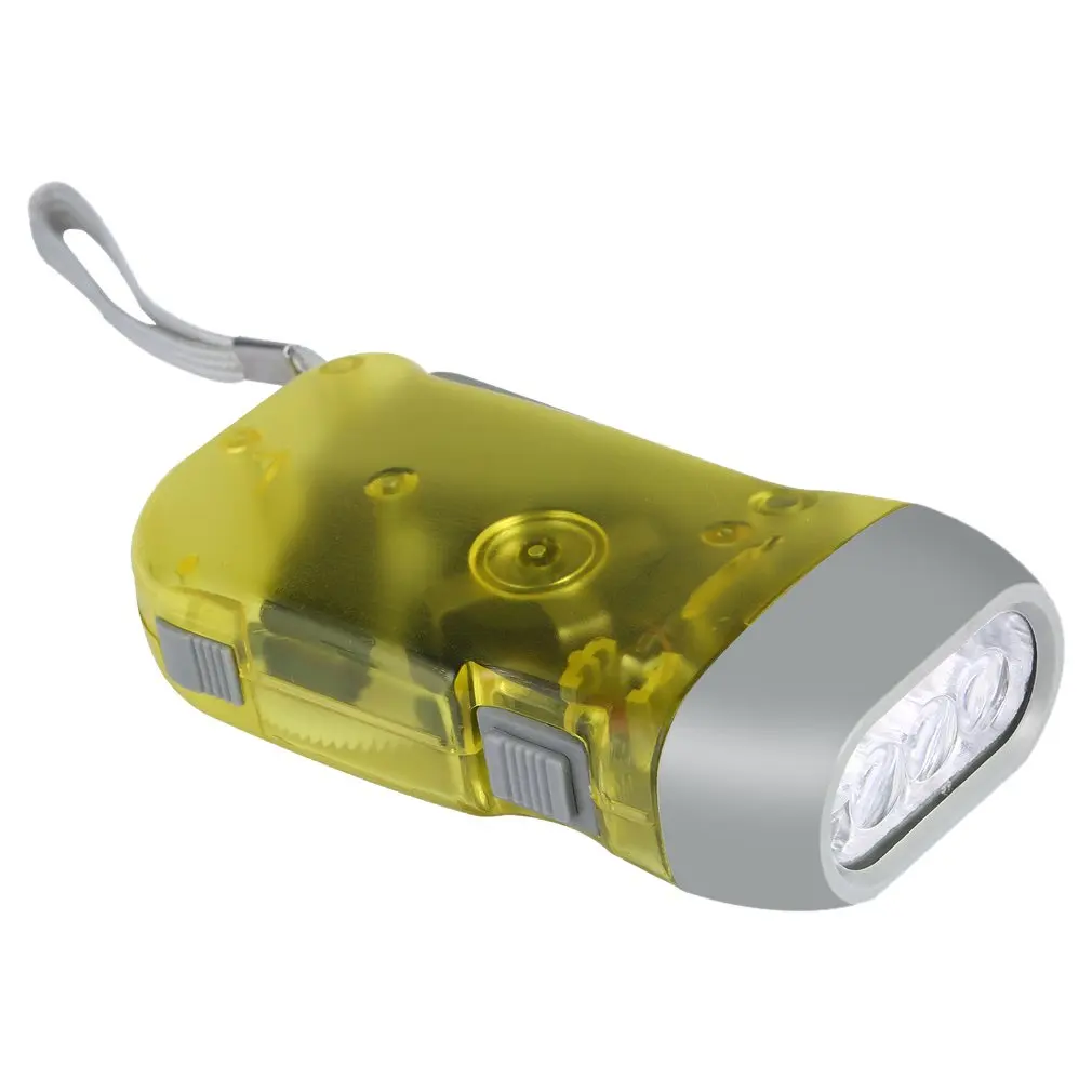 3 Led Handdruk Dynamo Crank Power Wind Up Zaklamp Licht Handpers Crank Campinglamp Licht Voor Buitenshuis