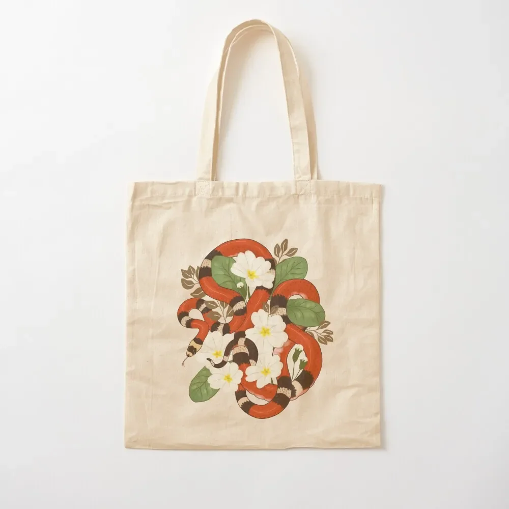 

Honduran Milk Snake and Primroses Tote Bag women bag canvas bags female bag