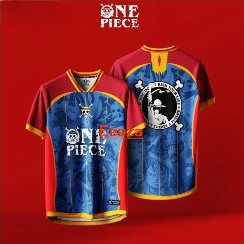 One Piece Luffy 3D Print Jersey Shirt Anime Straw Hat Pirates Short Sleeve Casual Street Tee for Fans