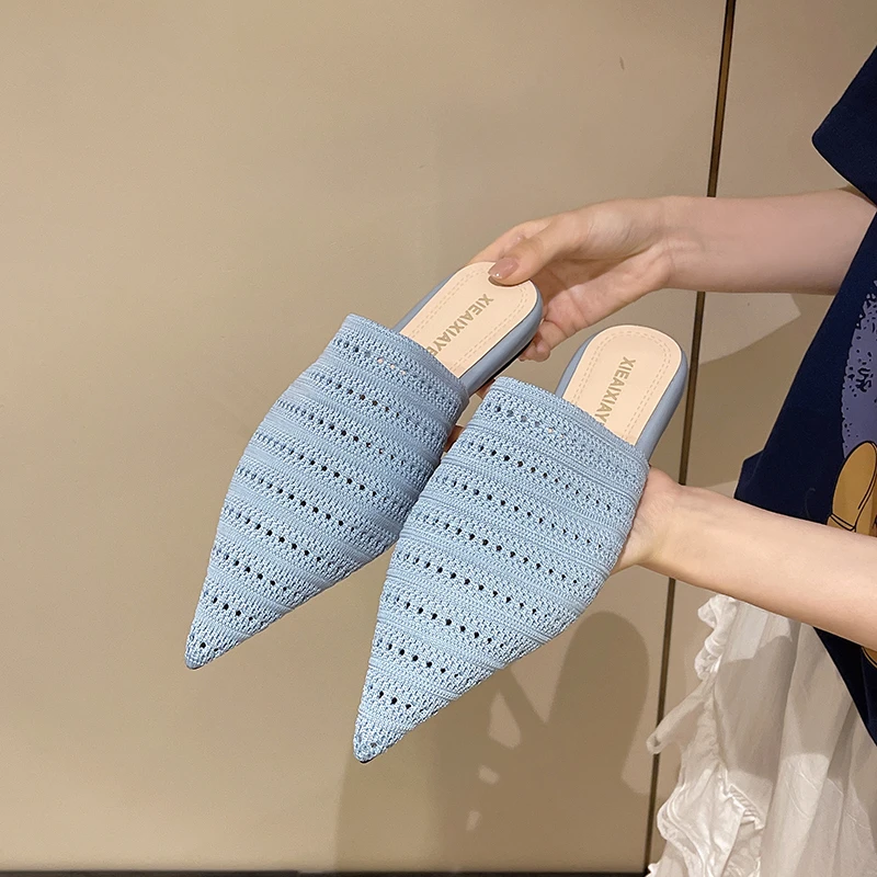 

Women's Cloth Wrapped Slippers Fashion Pointed Toe Deep Mouth Soft Sole Non-slip Flats