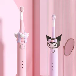 Sanrio-cepillo de dientes eléctrico Hello Kitty DuPont, cabezal de cepillo de dientes eléctrico recargable, ajuste de varios niveles, resistente al agua