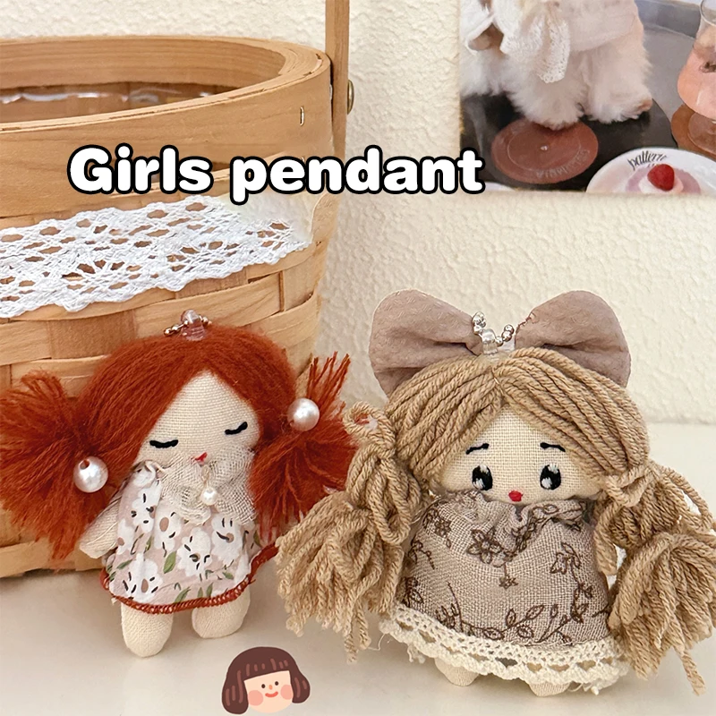 Plush Fabric Doll Keychain Cute Girl Character Pendant Handmade Soft Hanging Ornament For Backpack Purse Gift 11*8.8cm