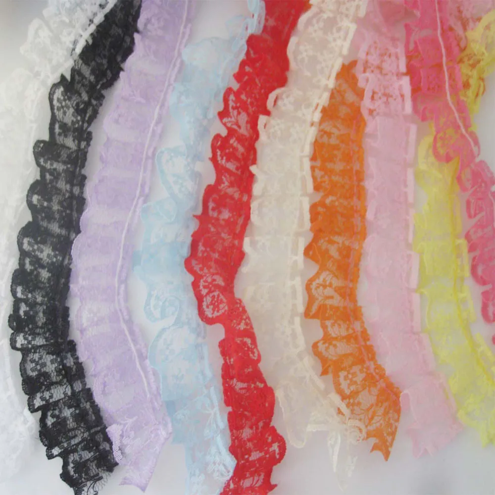 10 Yards 20MM Width Lace For Girls Skirt Multicolor Organza Hat Lace DIY Sewing Supplies