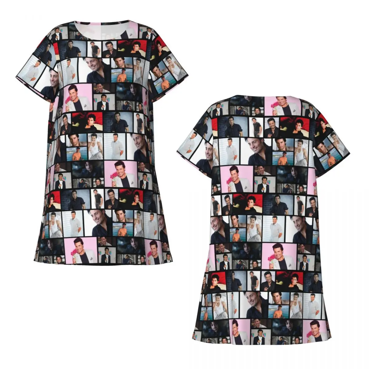 Custom Chayanne 3 Short Sleeves Nightdress For Sleeping Sleepshirts Women Short Sleeve Nightgowns Loose Pajama Dress