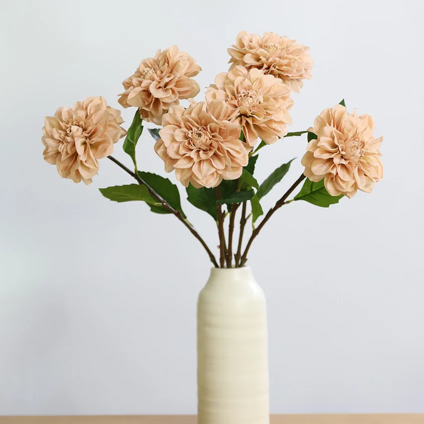 4 Stück Feuchtigkeitsspendende Künstliche Dahlien mit Echtem Touch für Hochzeitsdekoration, Brautstrauß, Heimdekoration, Partytisch-Blumendekoration – Detail 9