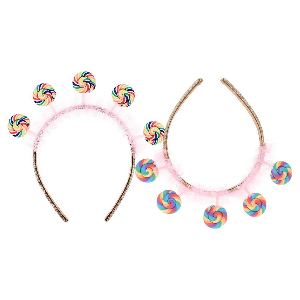 

2Pcs Kids Cartoon Princess Candy Headband Pink Lollipop Design for Party Dress Up Amusement Park Toddler Accessories