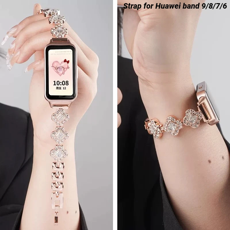 

Металлический ремешок для Huawei Band 9, спортивный ремешок для часов для Huawei Band 8/7/6, сменный женский браслет, умные часы, браслет Correa