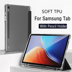Funda Tablet for Samsung Galaxy S6 Lite Case S7 FE S8 Plus S9 A9 SM P610 P615 T870 X706 T735 Case Pen Slot Soft Clear Back Cover