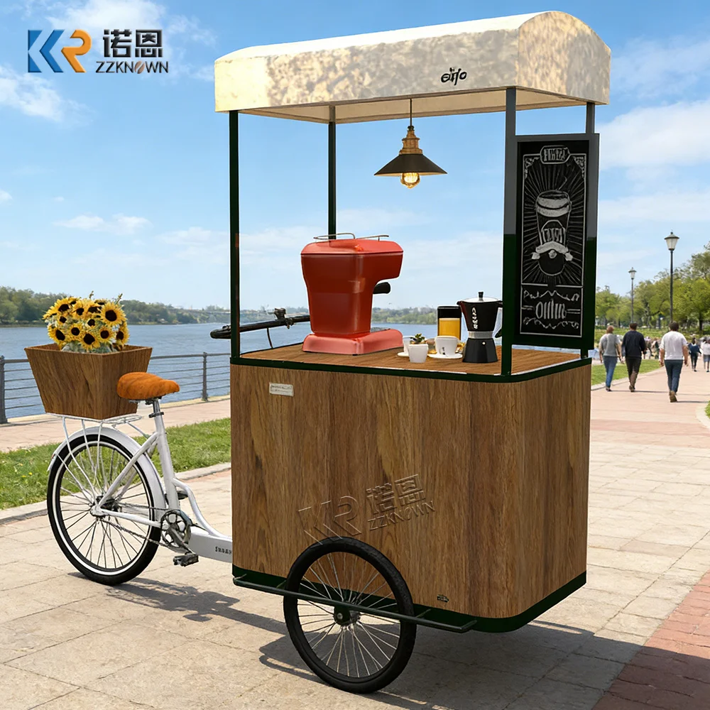

Professional Mobile Food Cart Outdoor Dessert Coffee Snack Kiosk Modern Urban Vendor Ice Cream Cart For Promotional Needs