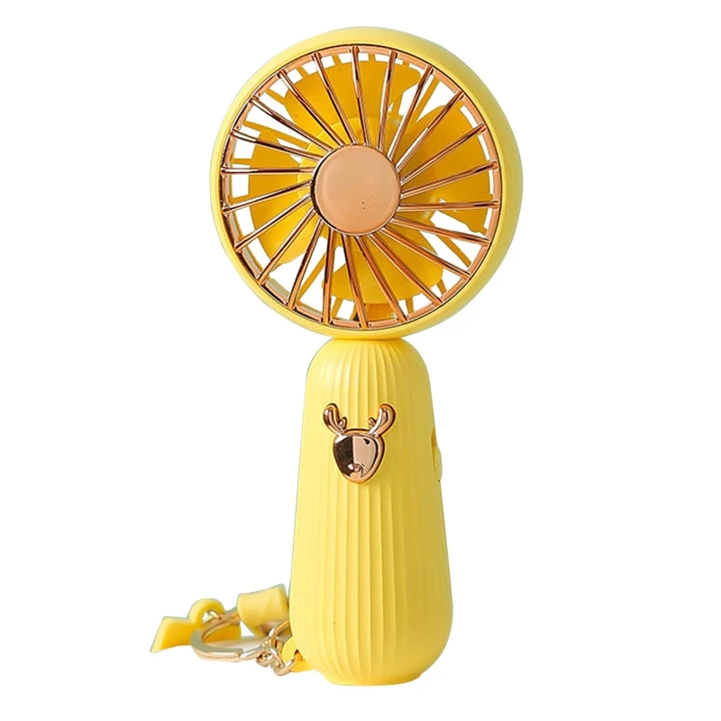 Ручной мини-вентилятор с мультяшным лосем, портативный дорожный бесшумный карманный вентилятор с зарядкой через USB, мобильный