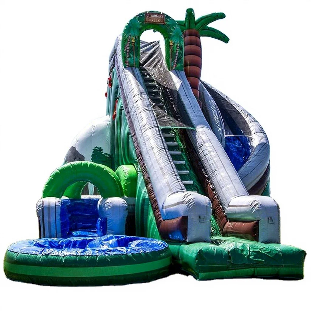 Outdoor Kids Party 24ft Jungle Falls Inflatable Water Slide, Wet and Dry Use, Large Bouncy Slide for Summer Fun