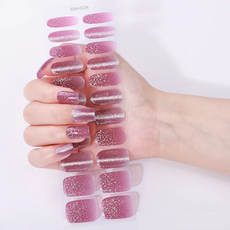 Geen UV-lichtgel nagelstrips DIY sprankelende glitter volledige dekking zelfklevende nagelsticker stickers nagelsalon manicure decors nageltips