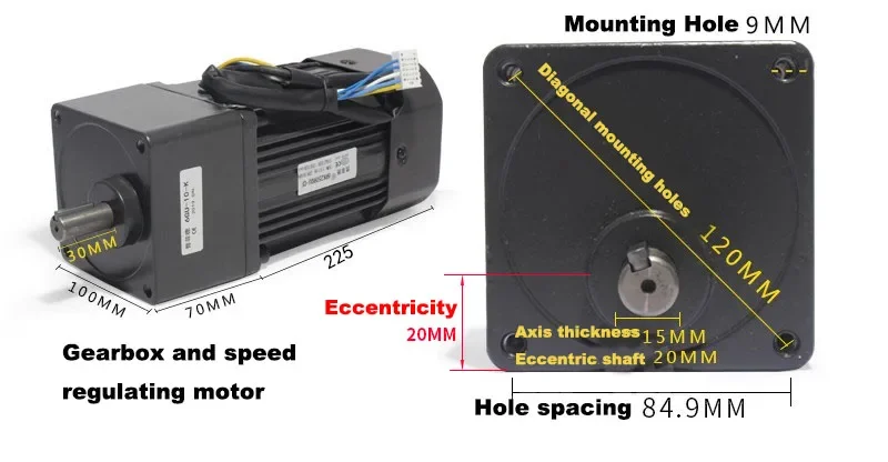 400W AC Gear Reducer Motor 6GU 3K-500K 220V Fixed Speed Motor CW CCW with Speed Controller