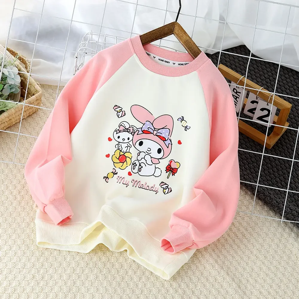 

Girly Heart My Melody Anime Kawaii Sanrio Casual Hoodie Spring Autumn Cute Cartoon Princess Children Shirt Clothing Gifts Toys