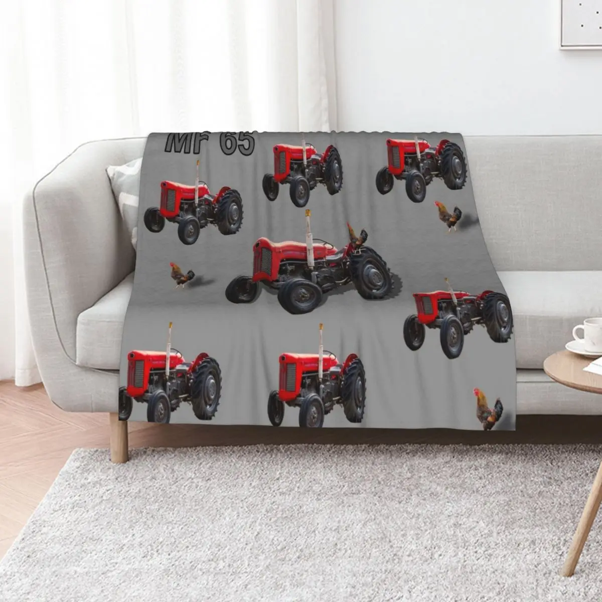 Red tractor MF 65 and Charlie the chicken Throw Blanket Furry Baby Multi-Purpose Nap warm for winter Blankets