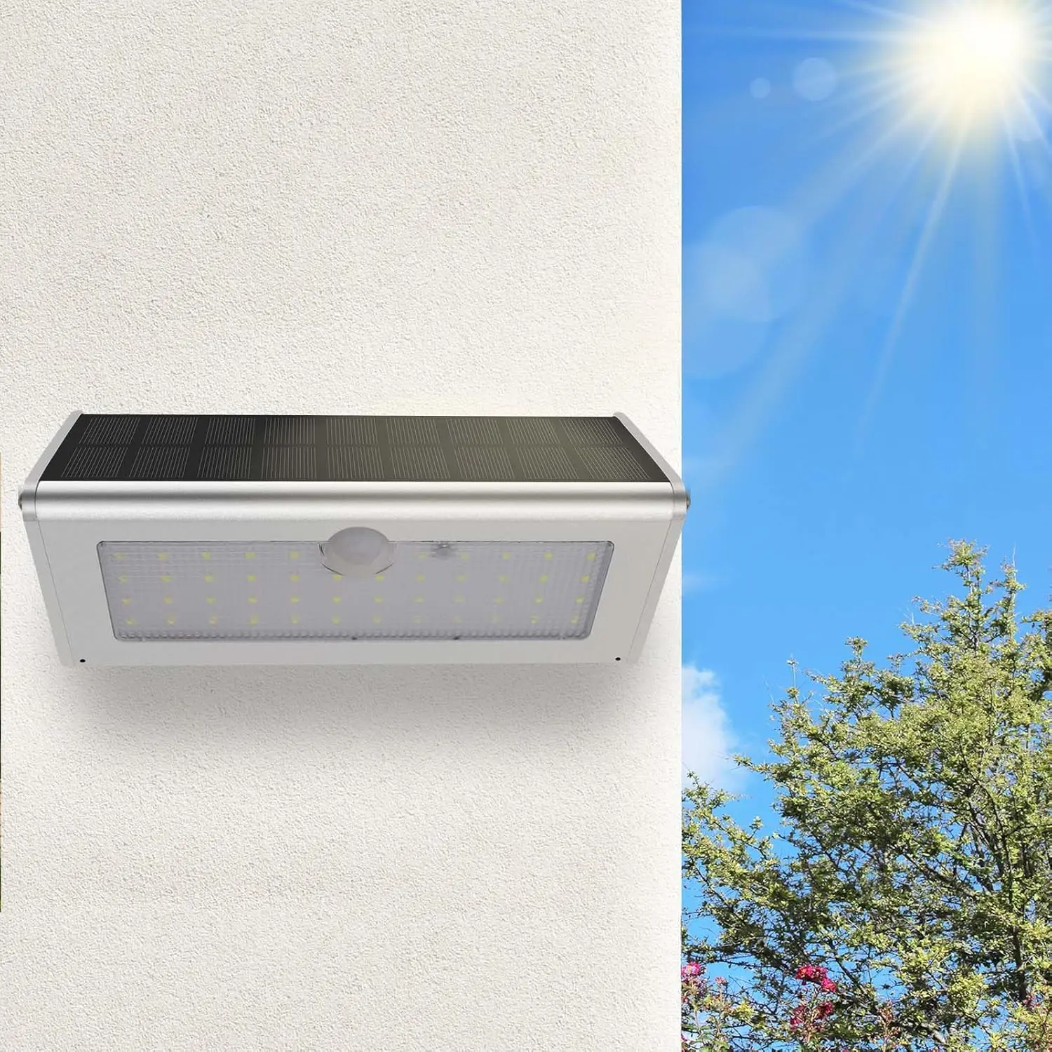 

Solar 48LED Light Outdoor WaterProof Aluminum Radar Motion Sensor 1100LM Lighting Lamp for Wall Security Yard Patio Fence