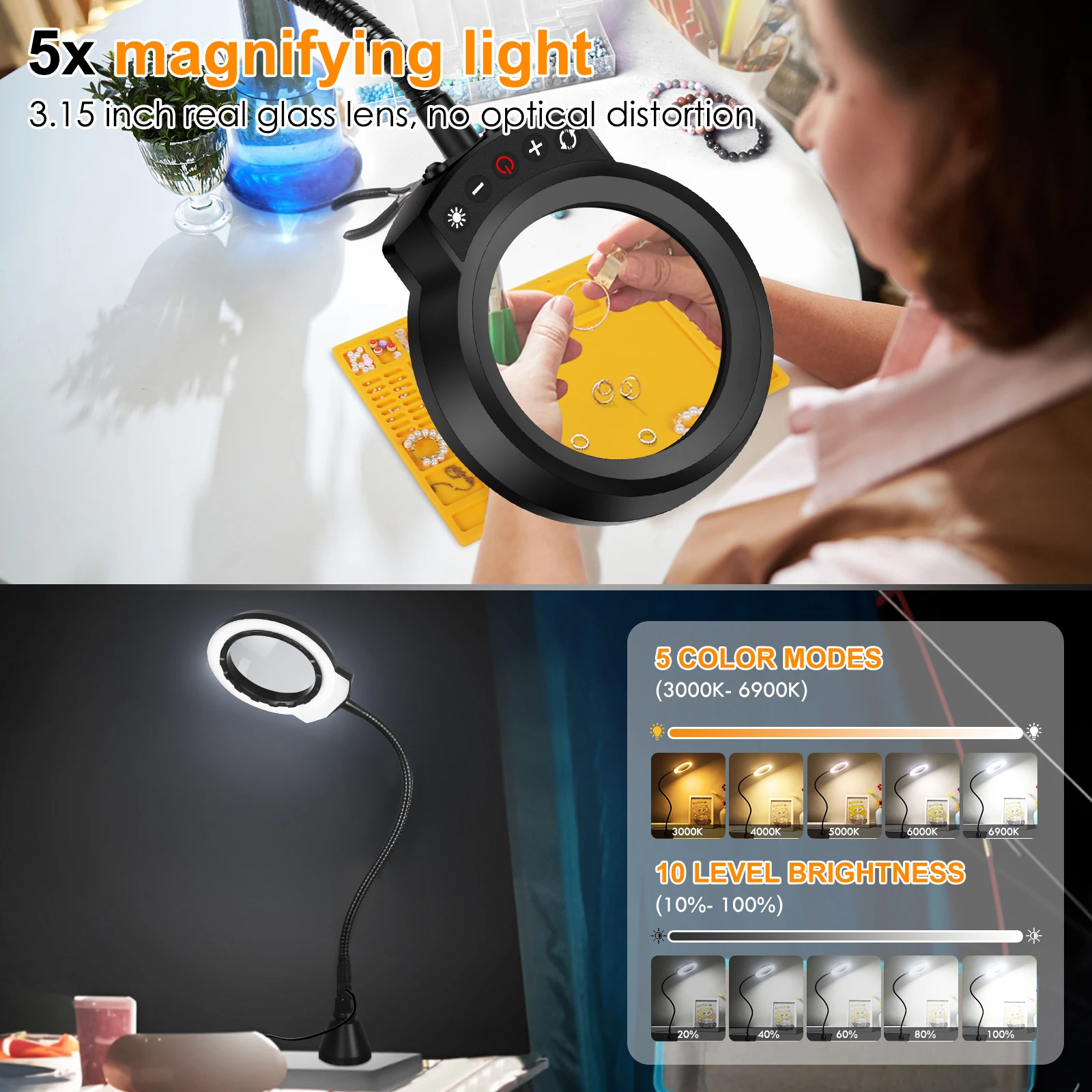 NEWACALOX Stasiun Solder Tangan Bebas Magnetik dengan Alas Perbaikan Anti Selip Lampu Pembesar 5X 4 Penyangga PCB untuk Perbaikan Solder