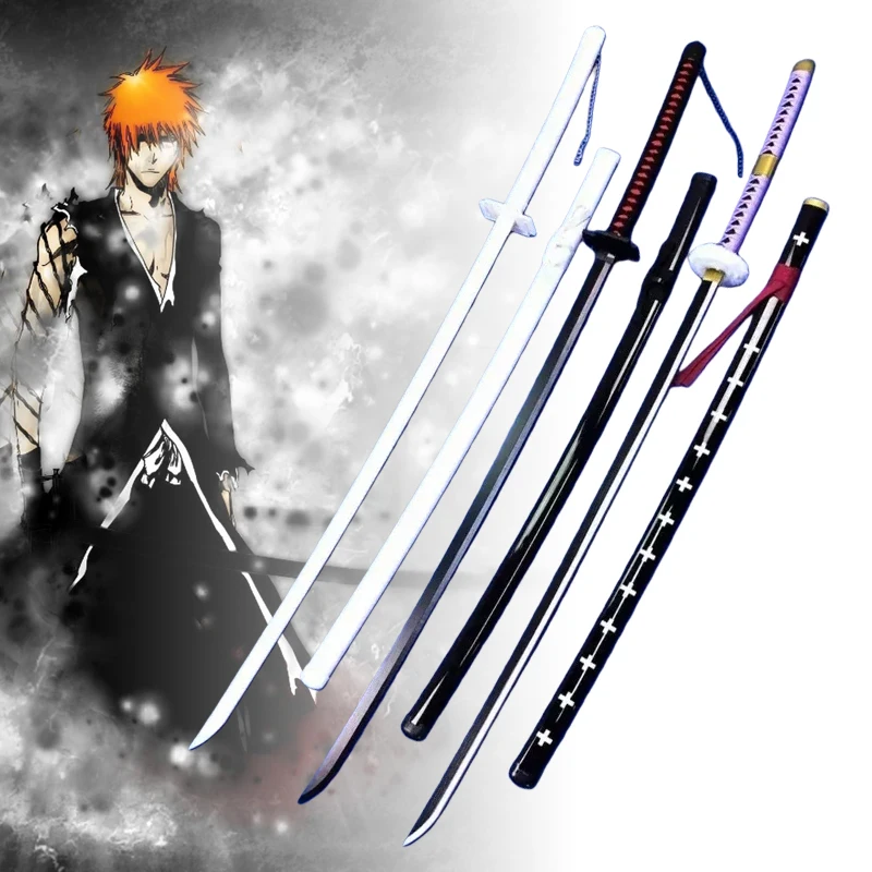 55inch Kurosaki Ichigo Katana Sword Anime Bleach Cosplay Long Ninja Knife Real Size Japanese Katana Original Samurai Sabre Gift