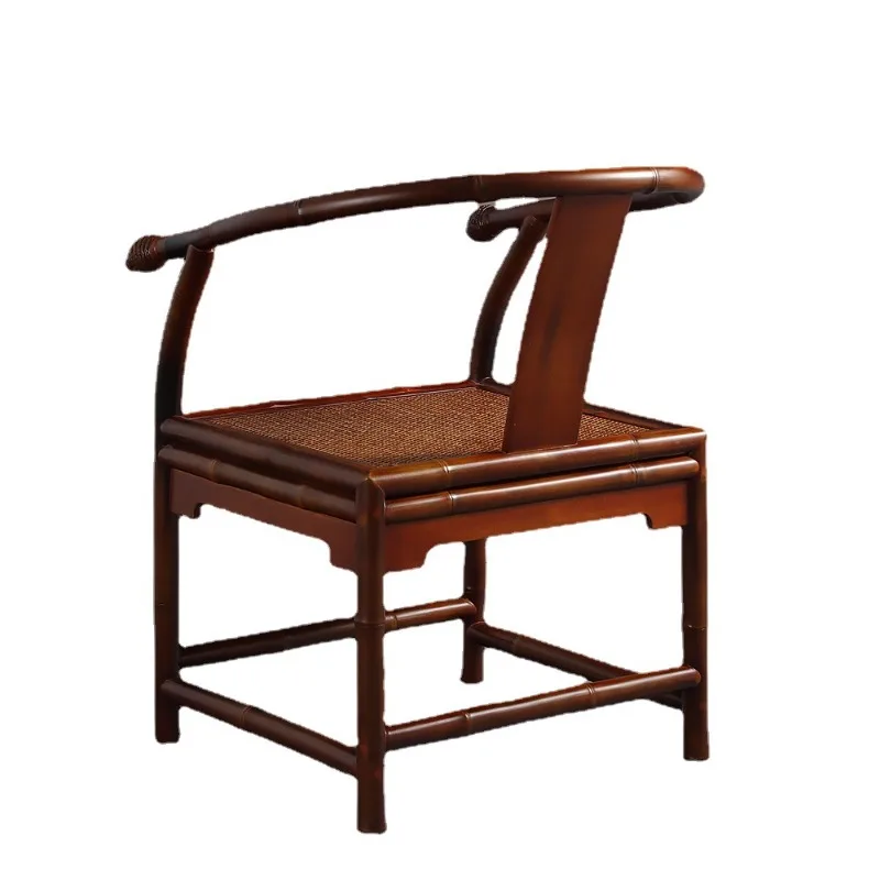 New Chinese red bamboo armchair Taishi chair, surrounding chair tea room space zen furniture backrest chair, traditional