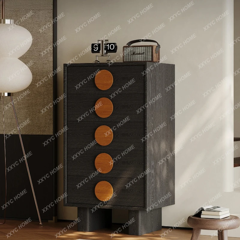 

Ретро-комод черного цвета для спальни, креативный многоярусный шкаф для хранения