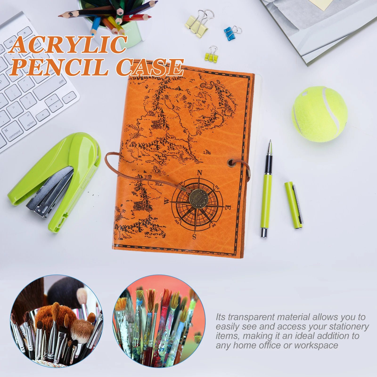 

Large Capacity Pencil Roll Up Case Stationery Box Pu Foldable Pen Wrap Bag With Compartments Decorative Vintage Style Pencil