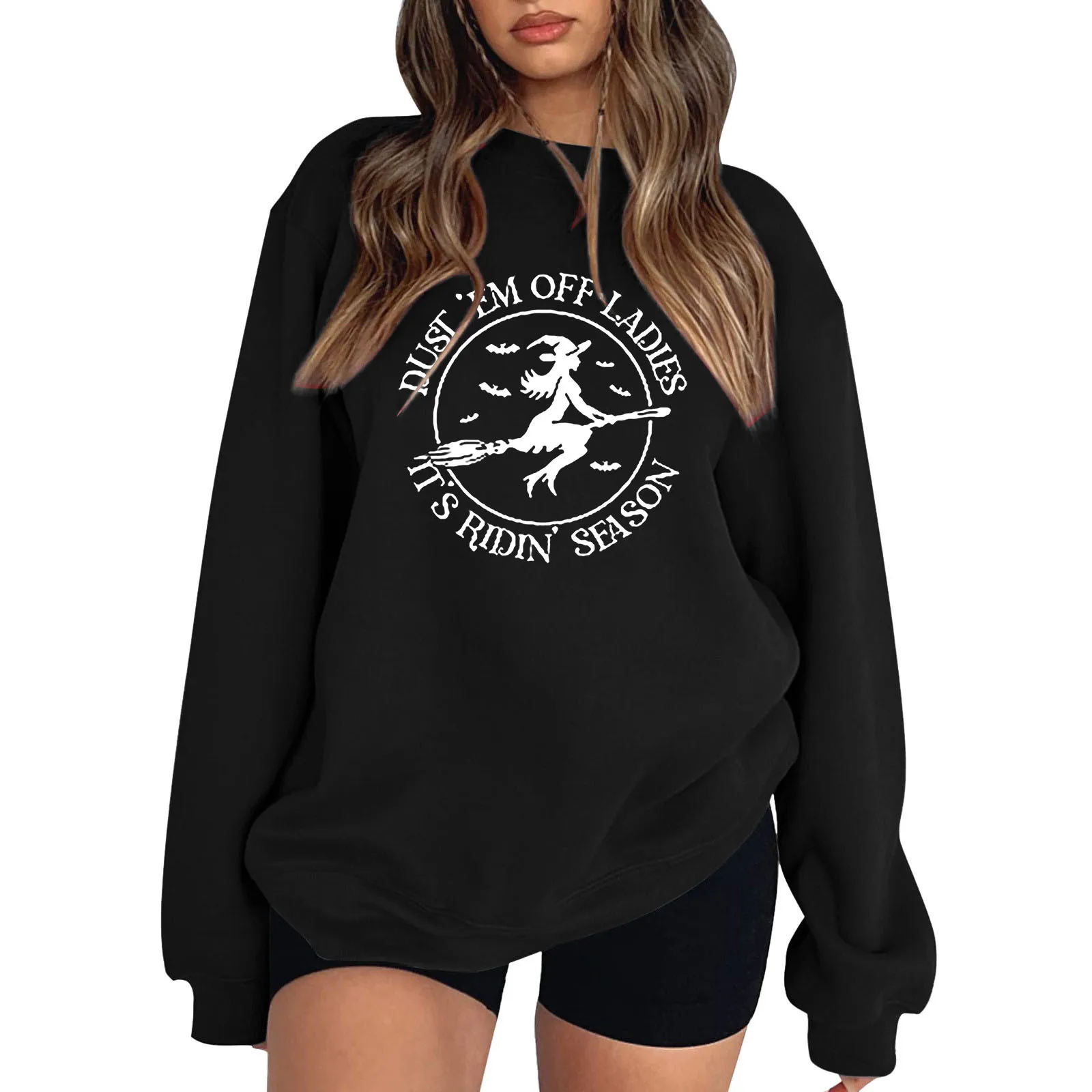 

Sweatshirts Pretty Womens Loose Top Fun Printed Drop Shoulder Sleeves Hoodless Pullover Sweatshirt Fleece Jacket