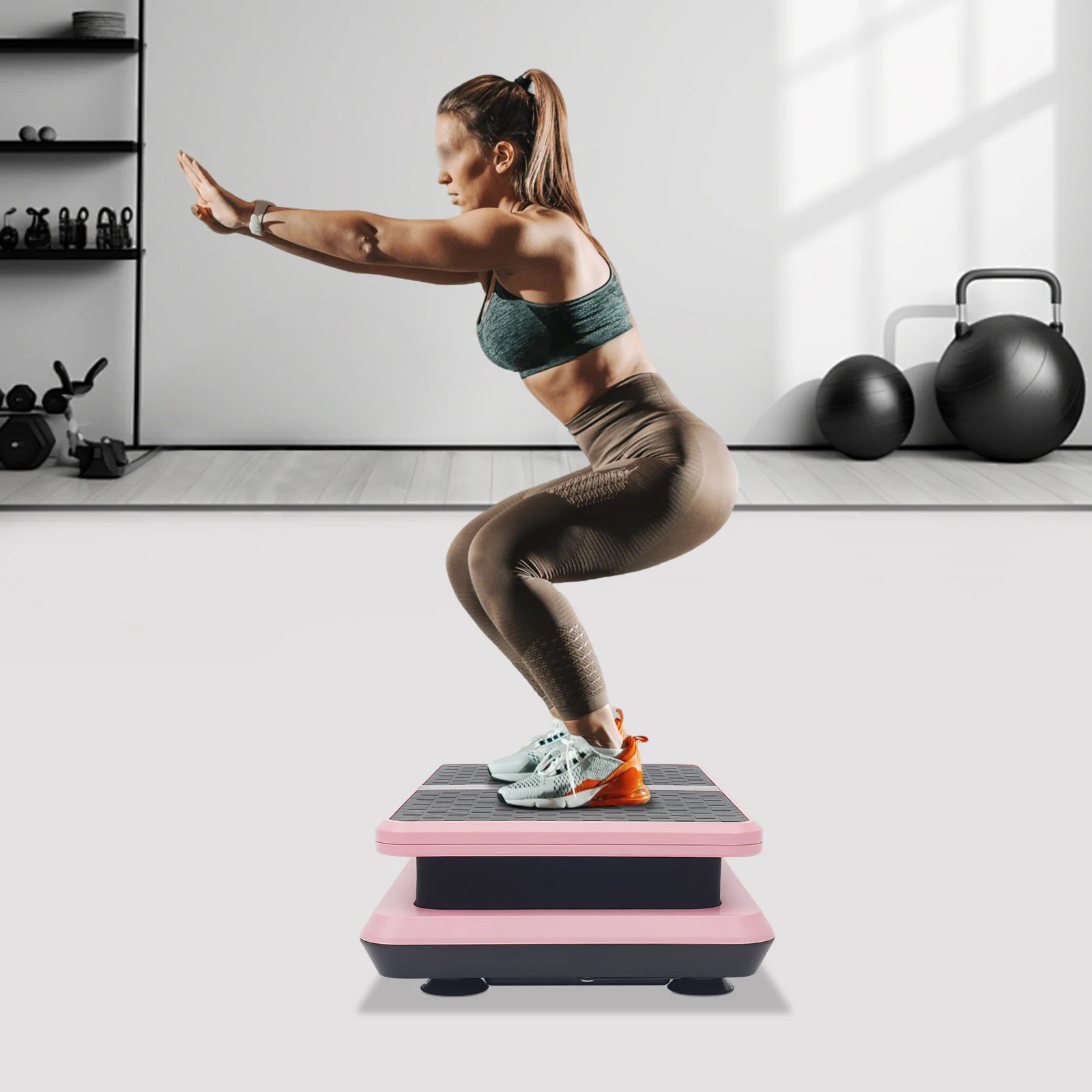 Vertical Vibration Plate Machine 330LBS Capacity Whole Body Workout Fitness Equipment w/ Remote Control & Resistance Bands