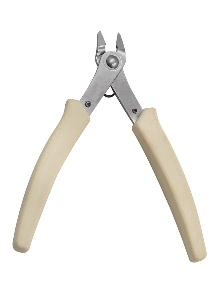 

White handle slanted mouth wire cutting pliers, Japanese style Ruyi pliers, stainless steel pointed nose pliers, water mouth