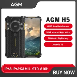 AGM H5 Rugged Phone 6.5 pollici 8 + 128GB IP68/IP69K Smartphone Android 12 Night Vision Phone 3.5W altoparlante NFC versione russa