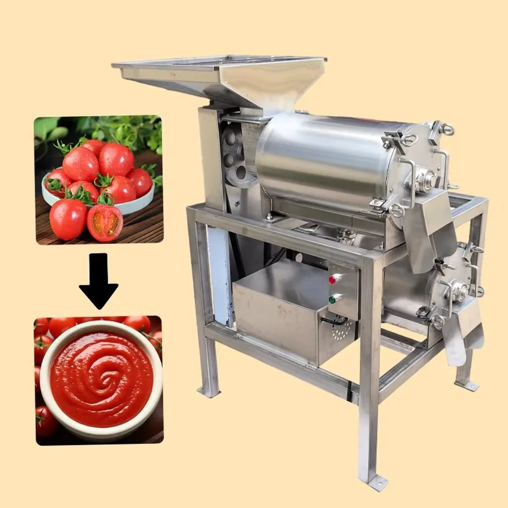 Commercial Dual Channel Pulper Machine Adjustable Speed Stainless Steel Fruit Pulper for Large Scale Tomato Pulping Line