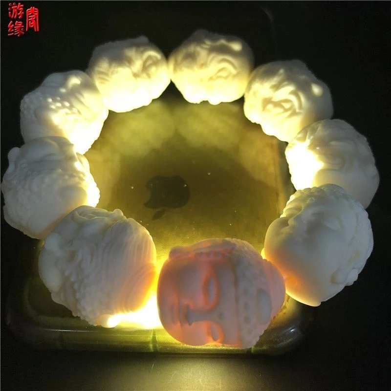 Authentic Ivory Bracelet with Engraved Taoist Texts, Buddhist Bodhi Bead Accessories for Men and Women - view 2
