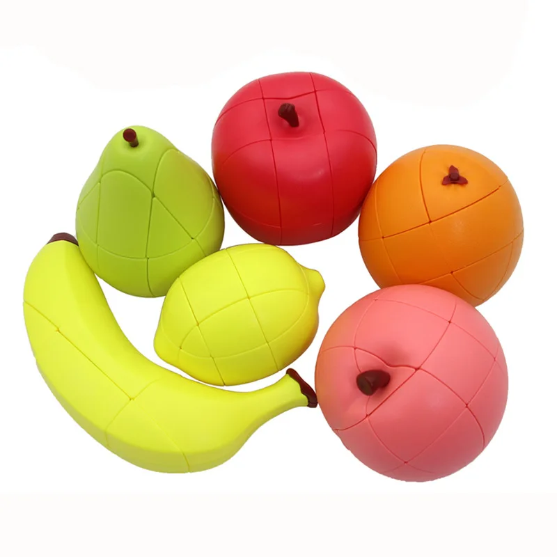 6pcs/set Fanxin Creative Fruit Magic Cube Banana Apple Lemon Orange Pear Peach Puzzle Cubo Magico Stress Relief Toys Gifts