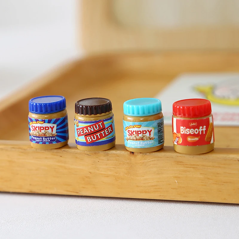 Six-Piece Miniature Peanut Butter Replica for Dollhouse, Toy Model, and Home Decoration
