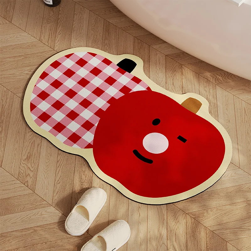 Christmas Apple Bathroom Water Absorbing Floor Mat Soft Diatom Mud Anti Slip Foot Toilet Entrance Quick Drying Mat