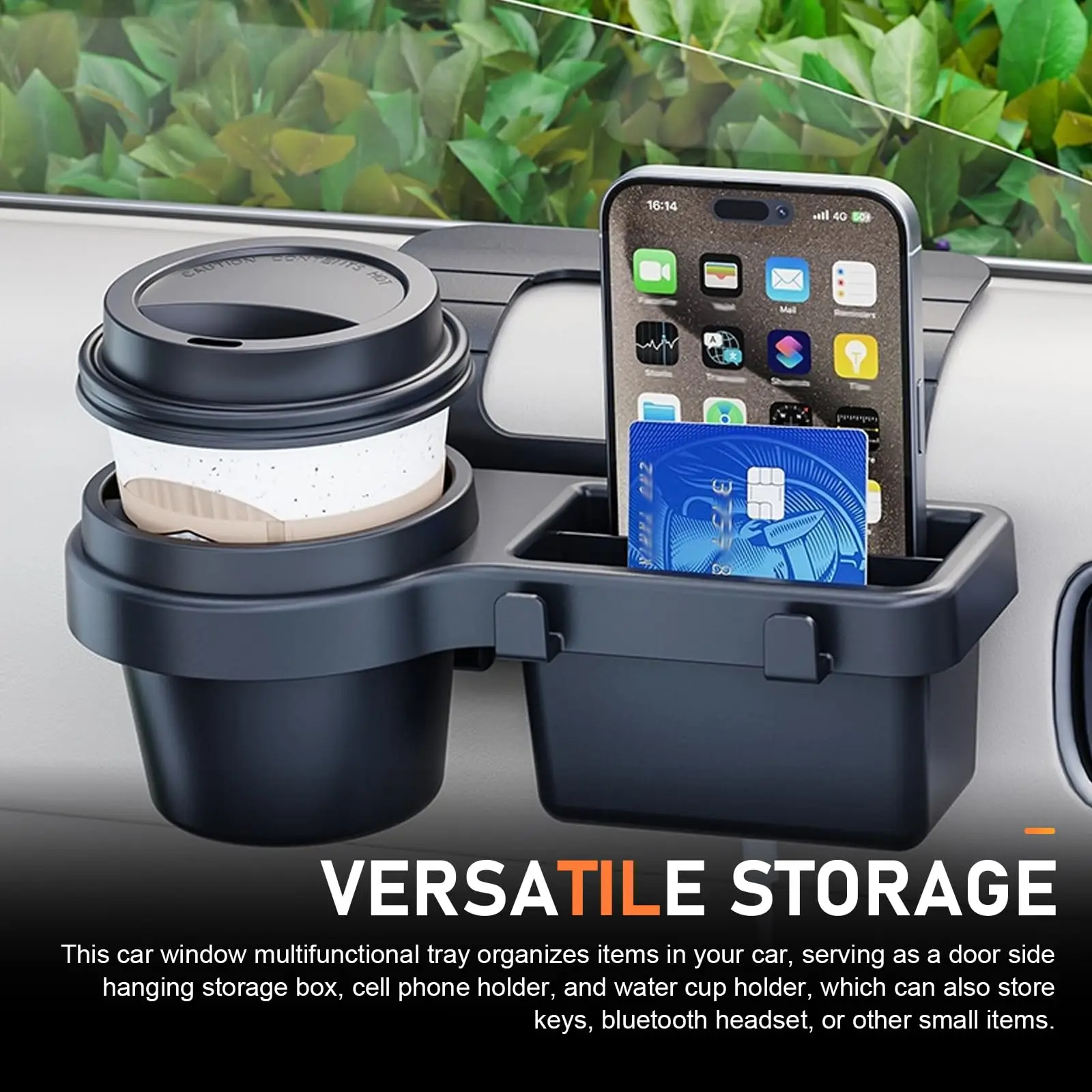 

Car Cup Stand Phone Holder Mount Tray Side Door Window Storage Barrel Pocket Hanging Storage Rack with Auto Interior Accessories